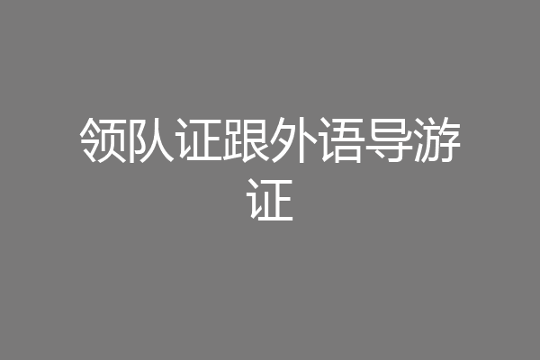领队证跟外语导游证