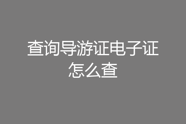 查询导游证电子证怎么查