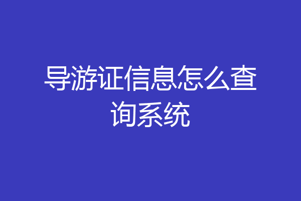 导游证信息怎么查询系统
