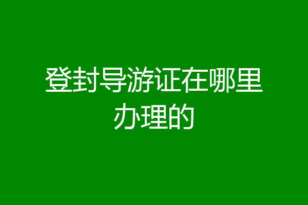 登封导游证在哪里办理的