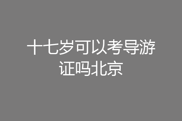 十七岁可以考导游证吗北京