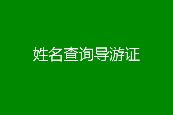 姓名查询导游证