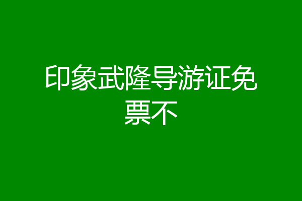 印象武隆导游证免票不