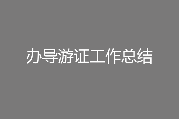 办导游证工作总结