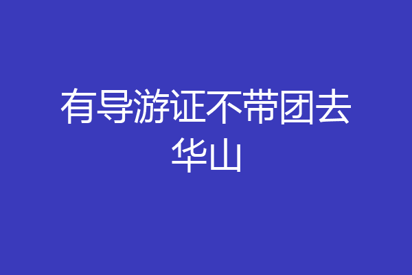 有导游证不带团去华山