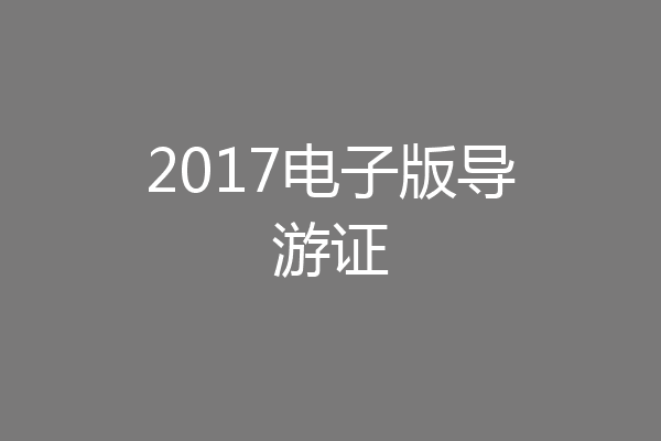 2017电子版导游证
