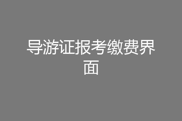 导游证报考缴费界面