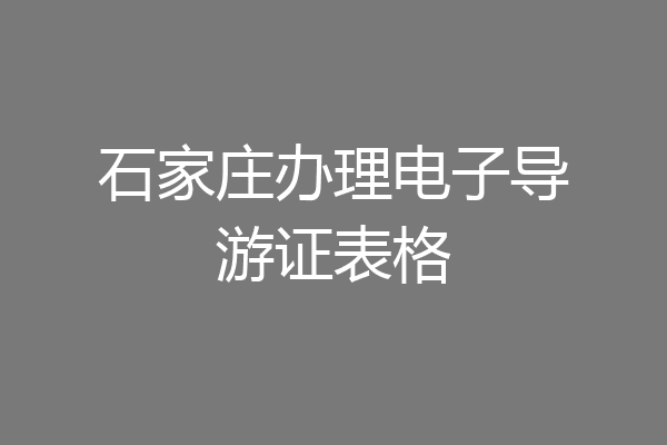 石家庄办理电子导游证表格