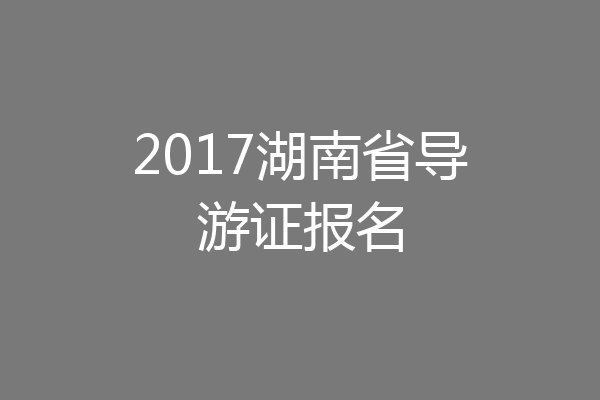 2017湖南省导游证报名