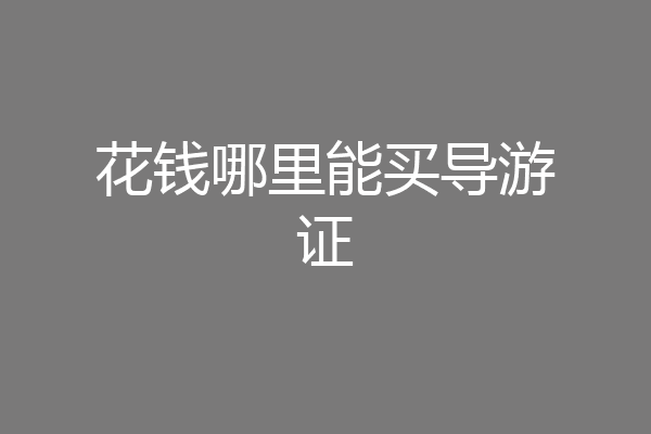 花钱哪里能买导游证