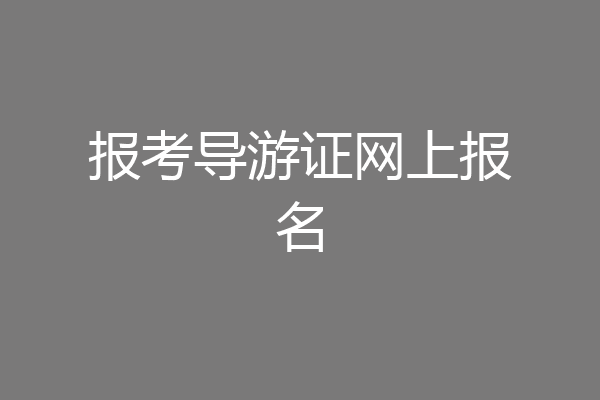 报考导游证网上报名