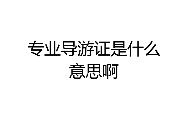 专业导游证是什么意思啊