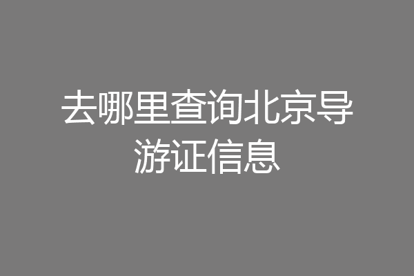 去哪里查询北京导游证信息