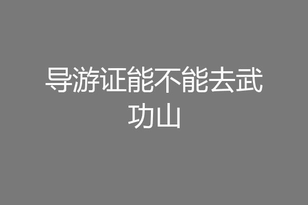 导游证能不能去武功山