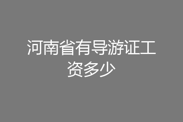 河南省有导游证工资多少