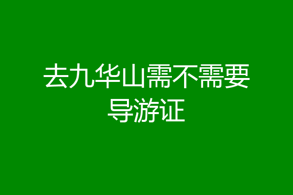去九华山需不需要导游证