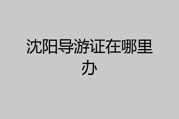 沈阳导游证在哪里办