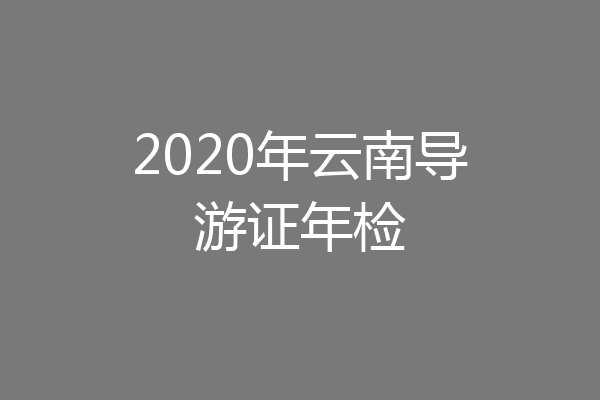 2020年云南导游证年检