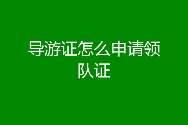 导游证怎么申请领队证