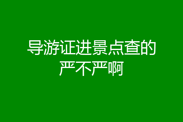 导游证进景点查的严不严啊