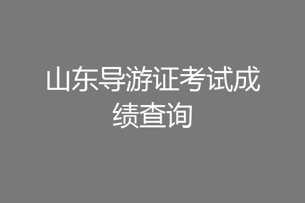 山东导游证考试成绩查询