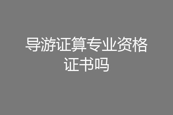 导游证算专业资格证书吗