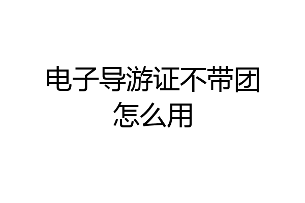电子导游证不带团怎么用