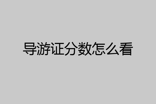 导游证分数怎么看