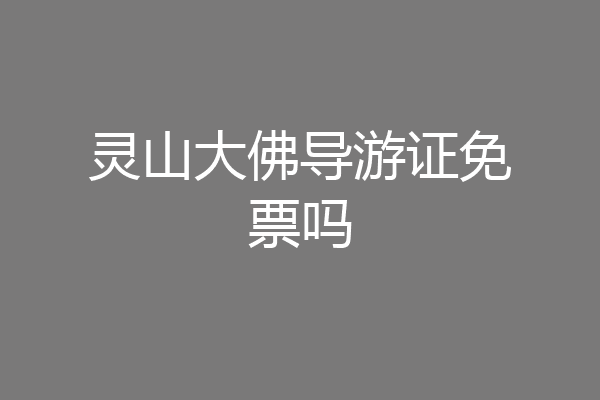 灵山大佛导游证免票吗