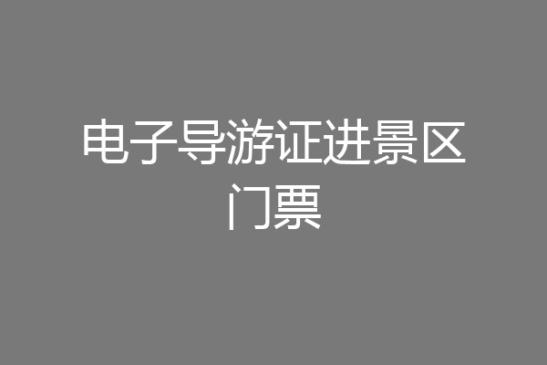电子导游证进景区门票