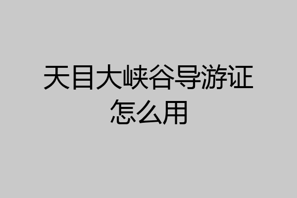 天目大峡谷导游证怎么用