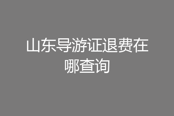 山东导游证退费在哪查询