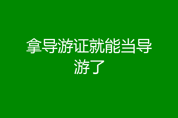 拿导游证就能当导游了