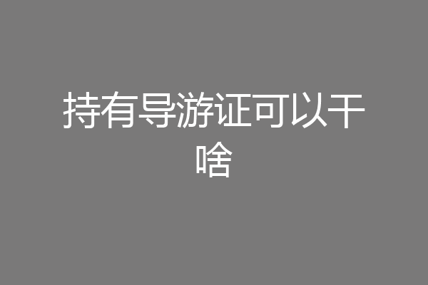 持有导游证可以干啥