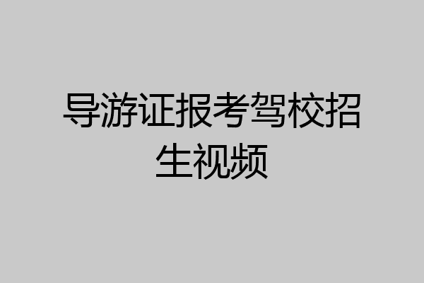 导游证报考驾校招生视频