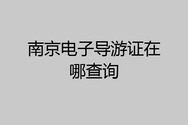 南京电子导游证在哪查询