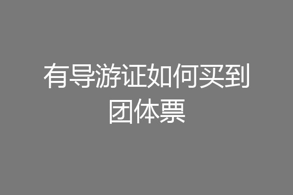有导游证如何买到团体票