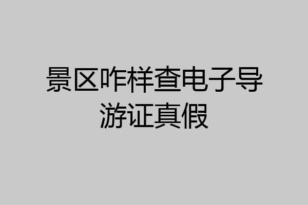 景区咋样查电子导游证真假