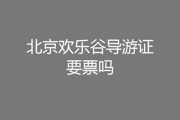 北京欢乐谷导游证要票吗