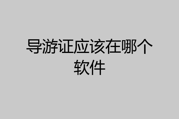 导游证应该在哪个软件