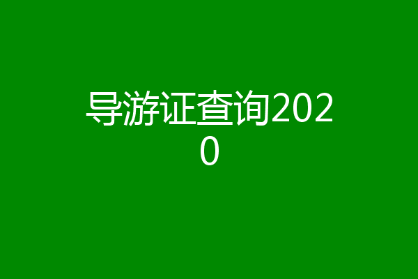 导游证查询2020