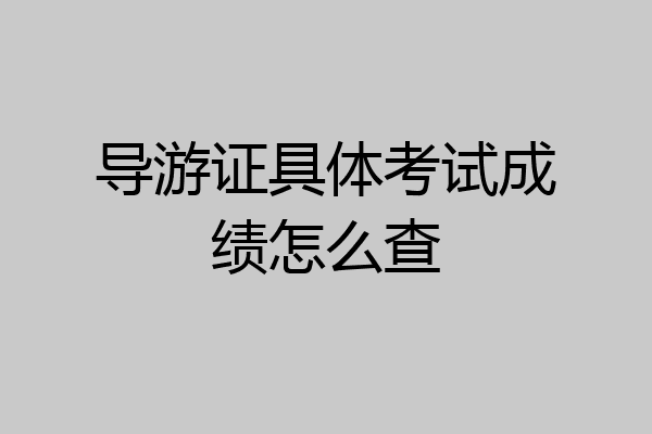 导游证具体考试成绩怎么查