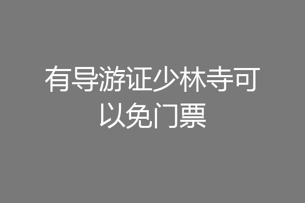 有导游证少林寺可以免门票