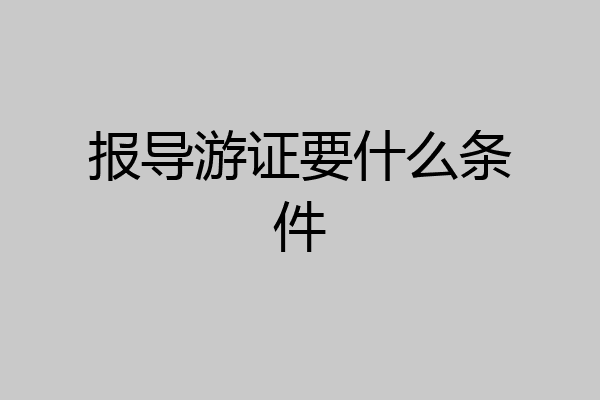 报导游证要什么条件
