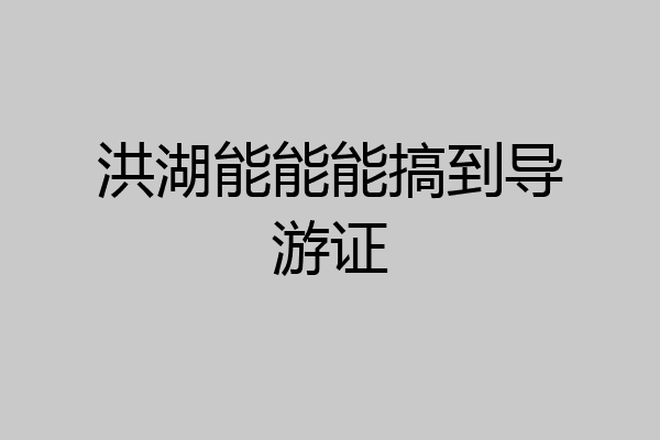 洪湖能能能搞到导游证