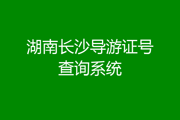 湖南长沙导游证号查询系统