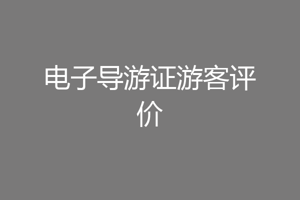 电子导游证游客评价