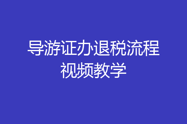导游证办退税流程视频教学