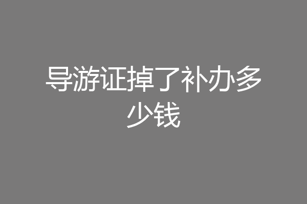 导游证掉了补办多少钱