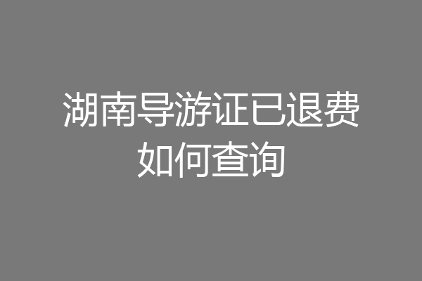 湖南导游证已退费如何查询